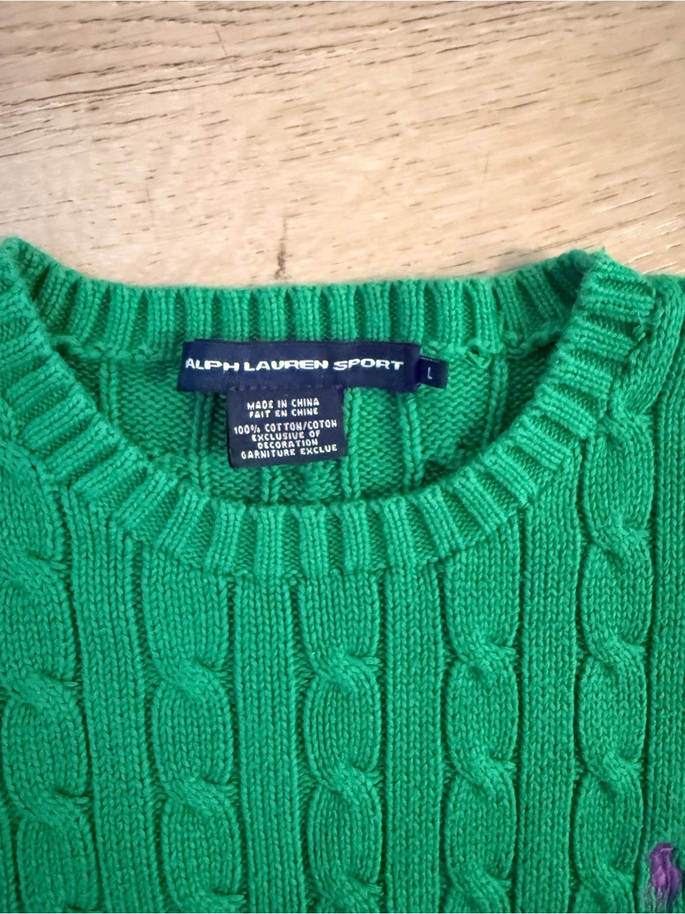 Ralph Lauren Kelly Green Cable Crewneck Sweater - Picture 6 of 8